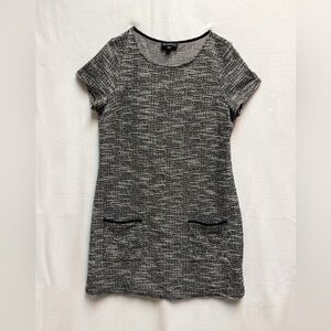 Fortune + Ivy Black & White Tweed Short Sleeve Shift Dress
